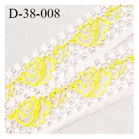 Dentelle 38 mm extensible haut de gamme couleur naturel et jaune largeur 38 mm prix au mètre