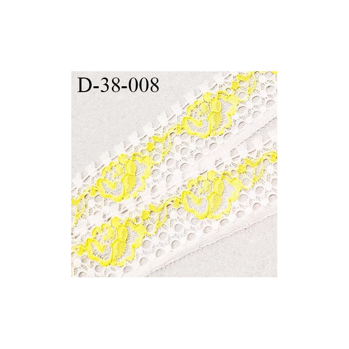 Dentelle 38 mm extensible haut de gamme couleur naturel et jaune largeur 38 mm prix au mètre