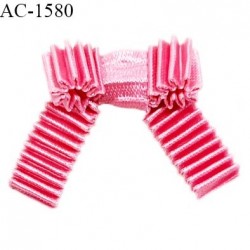 Noeud lingerie haut de gamme couleur rose style froncé en accordéon largeur 20 mm hauteur 20 mm prix à l'unité