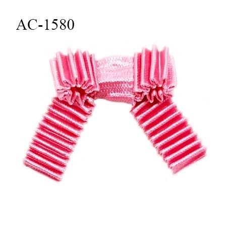 Noeud lingerie haut de gamme couleur rose style froncé en accordéon largeur 20 mm hauteur 20 mm prix à l'unité