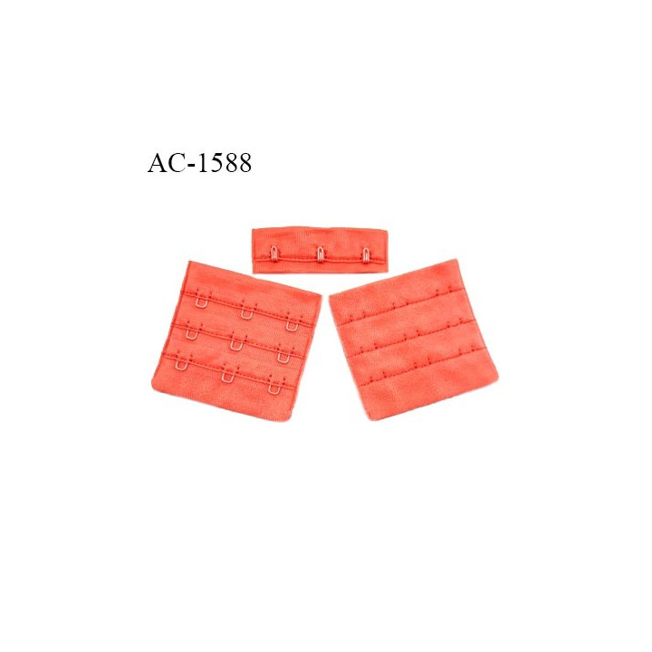 Agrafe 57 mm attache SG haut de gamme couleur orange corail 3 rangées 3 crochets largeur 57 mm hauteur 55 mm prix à l'unité