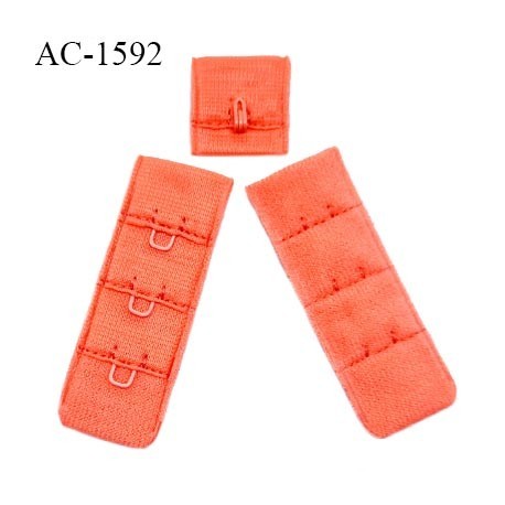 Agrafe 20 mm attache SG haut de gamme couleur orange corail 3 rangées 2 crochets largeur 20 mm hauteur 55 mm prix à l'unité