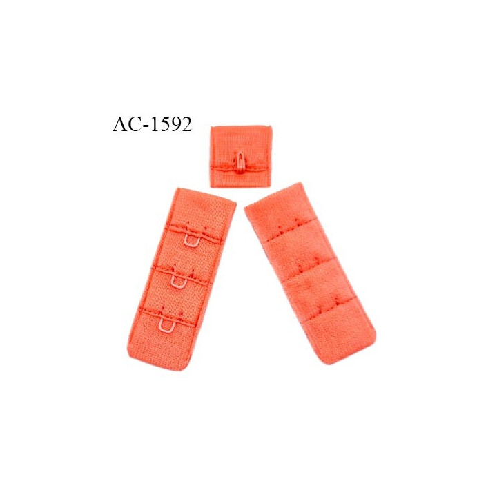 Agrafe 20 mm attache SG haut de gamme couleur orange corail 3 rangées 2 crochets largeur 20 mm hauteur 55 mm prix à l'unité