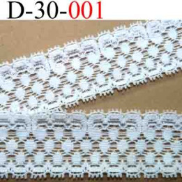 dentelle élastique galon  largeur 30 mm couleur blanc vendu au mètre
