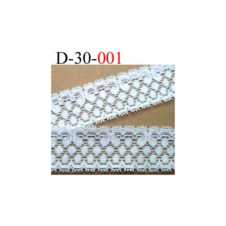 dentelle élastique galon  largeur 30 mm couleur blanc vendu au mètre