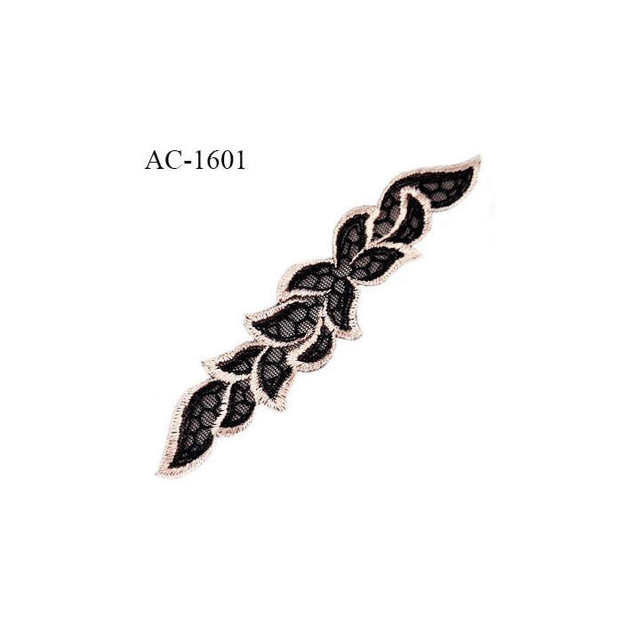 Devant bretelle décor motif à coudre couleur noir et beige brillant longueur 13 cm largeur 3 cm très joli prix à la pièce