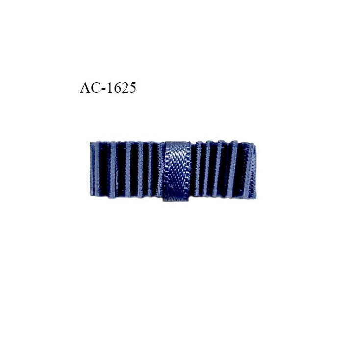 Noeud lingerie haut de gamme couleur bleu froncé en accordéon largeur 25 mm hauteur 10 mm prix à l'unité