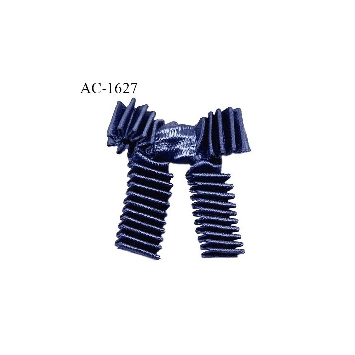 Noeud lingerie haut de gamme couleur bleu froncé en accordéon largeur 25 mm hauteur 25 mm prix à l'unité