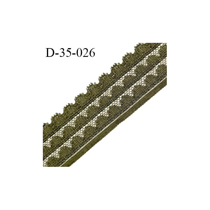 Dentelle 35 mm lycra extensible haut de gamme couleur vert kaki largeur 35 mm prix au mètre
