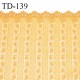 Tissu dentelle brodée 24 cm extensible haut de gamme couleur mangue largeur 24 cm prix pour 1 mètre de longueur