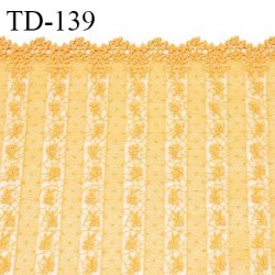 Tissu dentelle brodée 24 cm extensible haut de gamme couleur mangue largeur 24 cm prix pour 1 mètre de longueur
