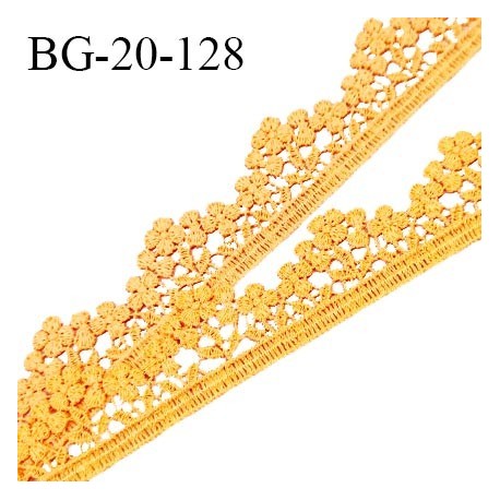 Galon ruban guipure 20 mm motif fleurs couleur mangue largeur 20 mm prix au mètre