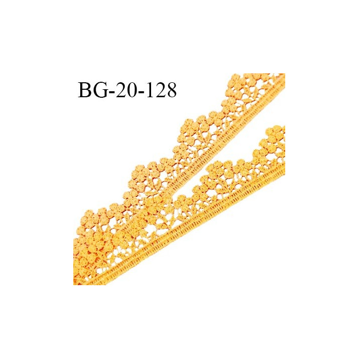 Galon ruban guipure 20 mm motif fleurs couleur mangue largeur 20 mm prix au mètre