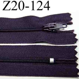 fermeture éclair longueur 20 cm couleur violet prune non séparable zip nylon largeur 2.5 cm largeur de la glissière 4 mm