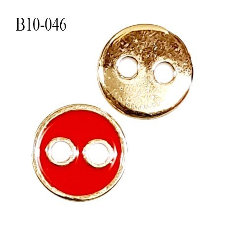 Bouton 10 mm couleur rouge et or 2 trous diamètre 10 mm épaisseur 2 mm prix à la pièce