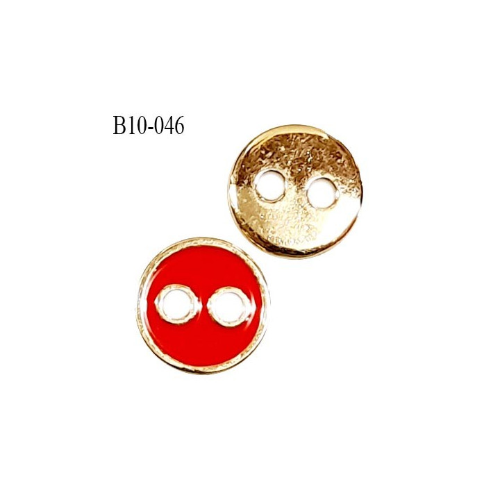 Bouton 10 mm couleur rouge et or 2 trous diamètre 10 mm épaisseur 2 mm prix à la pièce