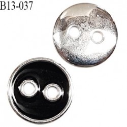 Bouton 13 mm couleur noir et chrome 2 trous diamètre 13 mm épaisseur 2 mm prix à la pièce