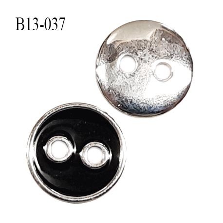 Bouton 13 mm couleur noir et chrome 2 trous diamètre 13 mm épaisseur 2 mm prix à la pièce