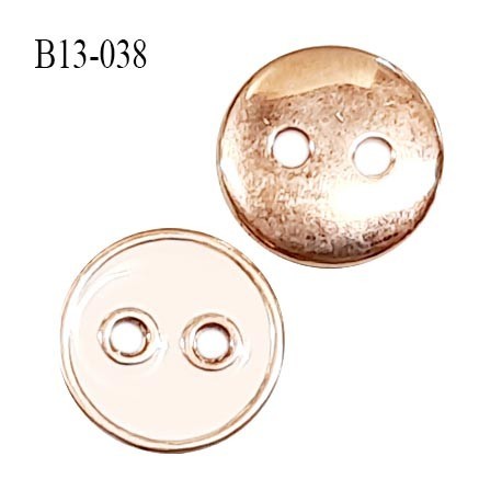 Bouton 13 mm couleur soie et or rose 2 trous diamètre 13 mm épaisseur 2 mm prix à la pièce