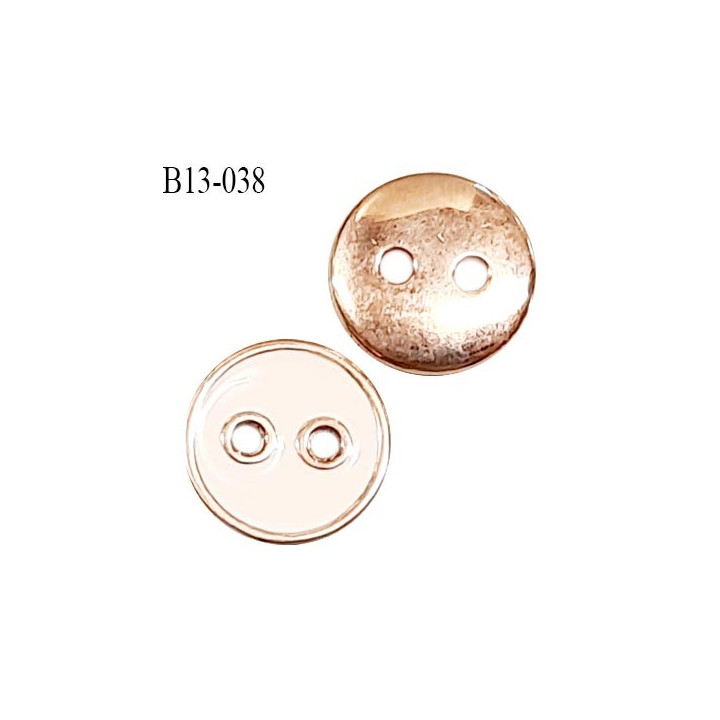 Bouton 13 mm couleur soie et or rose 2 trous diamètre 13 mm épaisseur 2 mm prix à la pièce