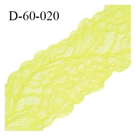 Dentelle 60 mm extensible très belle couleur jaune citron motif fleurs largeur 60 mm prix au mètre
