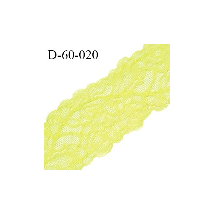 Dentelle 60 mm extensible très belle couleur jaune citron motif fleurs largeur 60 mm prix au mètre