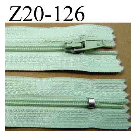 fermeture éclair longueur 20 cm couleur vert non séparable zip nylon largeur 2.5 cm largeur de la glissière 4 mm