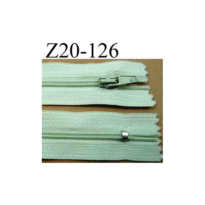 fermeture éclair longueur 20 cm couleur vert non séparable zip nylon largeur 2.5 cm largeur de la glissière 4 mm