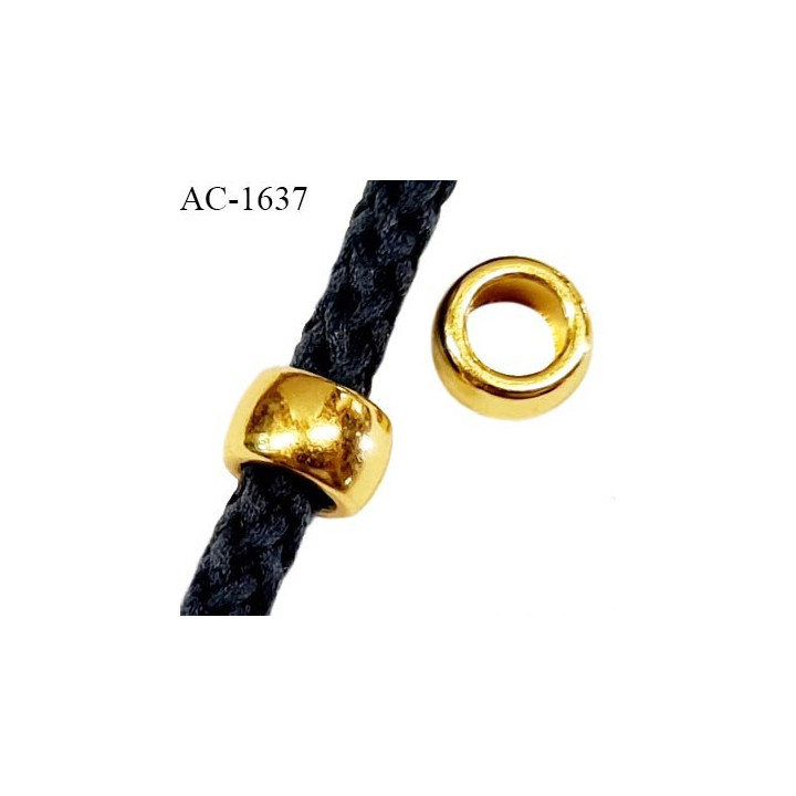 Perle couleur or hauteur 5 mm diamètre 8 mm pour cordon de 3 mm de diamètre prix à l'unité