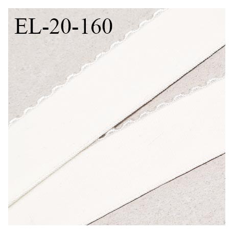 Elastique picot 20 mm haut de gamme couleur nacre bonne élasticité +150% largeur 20 mm fabriqué en France prix au mètre