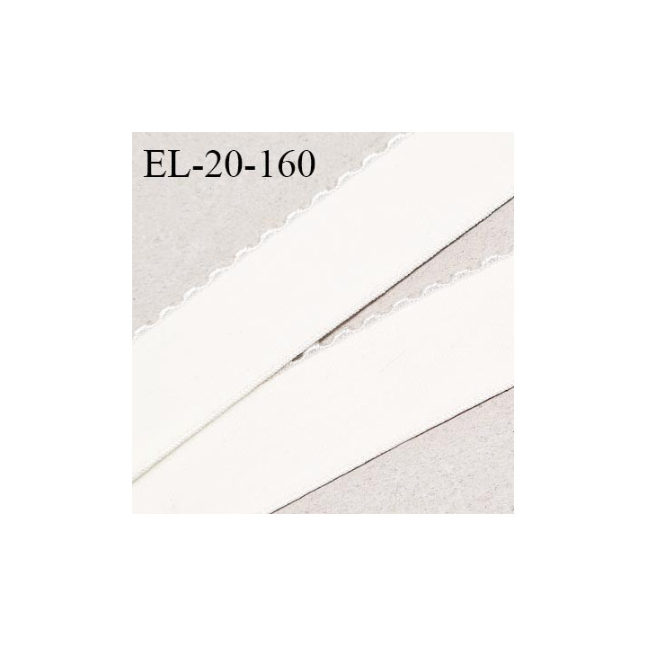 Elastique picot 20 mm haut de gamme couleur nacre bonne élasticité +150% largeur 20 mm fabriqué en France prix au mètre