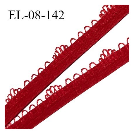 Elastique picot 8 mm haut de gamme couleur rouge passion largeur 8 mm + picots prix au mètre