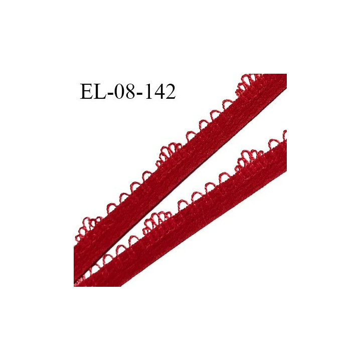 Elastique picot 8 mm haut de gamme couleur rouge passion largeur 8 mm + picots prix au mètre