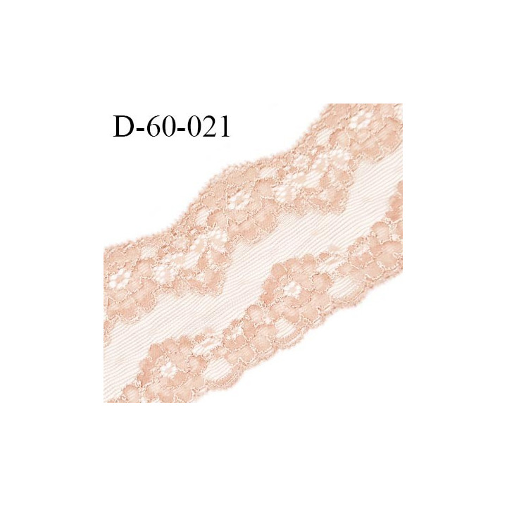 Dentelle 60 mm extensible très belle couleur chair rosé motif fleurs largeur 60 mm prix au mètre