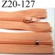 fermeture éclair longueur 20 cm couleur rose saumon non séparable zip nylon largeur 2.5 cm largeur de la glissière 4 mm