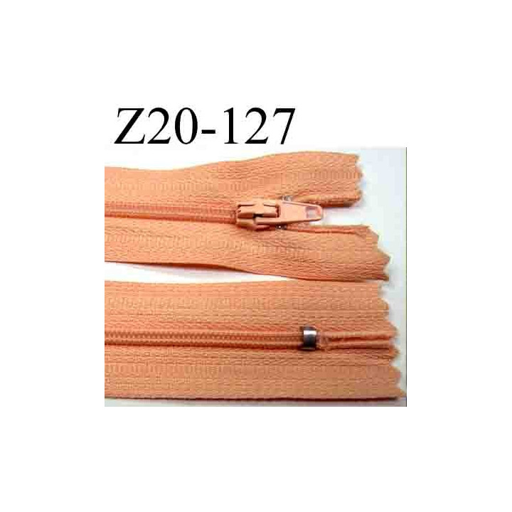 fermeture éclair longueur 20 cm couleur rose saumon non séparable zip nylon largeur 2.5 cm largeur de la glissière 4 mm