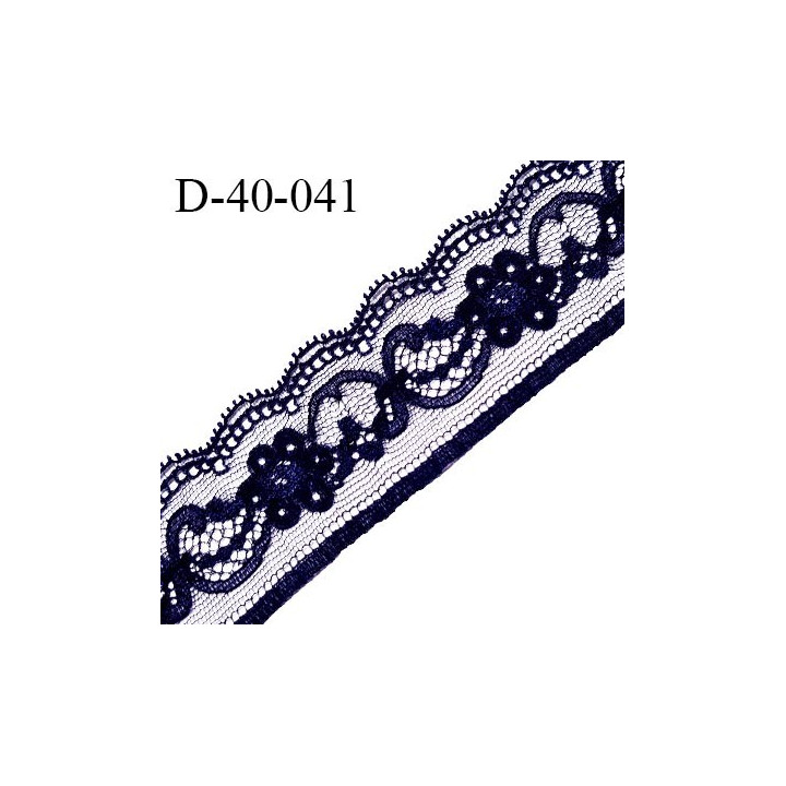 Dentelle 40 mm lycra extensible couleur bleu nuit largeur 40 mm prix au mètre