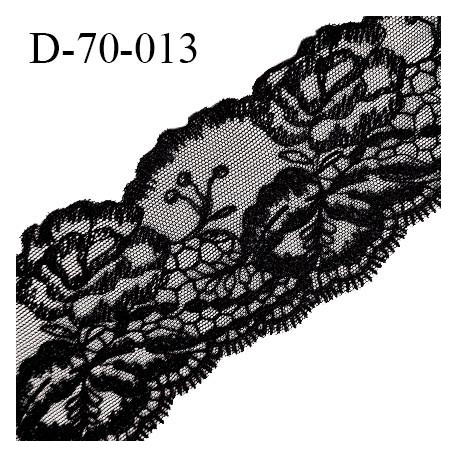 Tissu dentelle brodée 7 cm extensible haut de gamme couleur noir largeur 7 cm prix pour 1 mètre de longueur