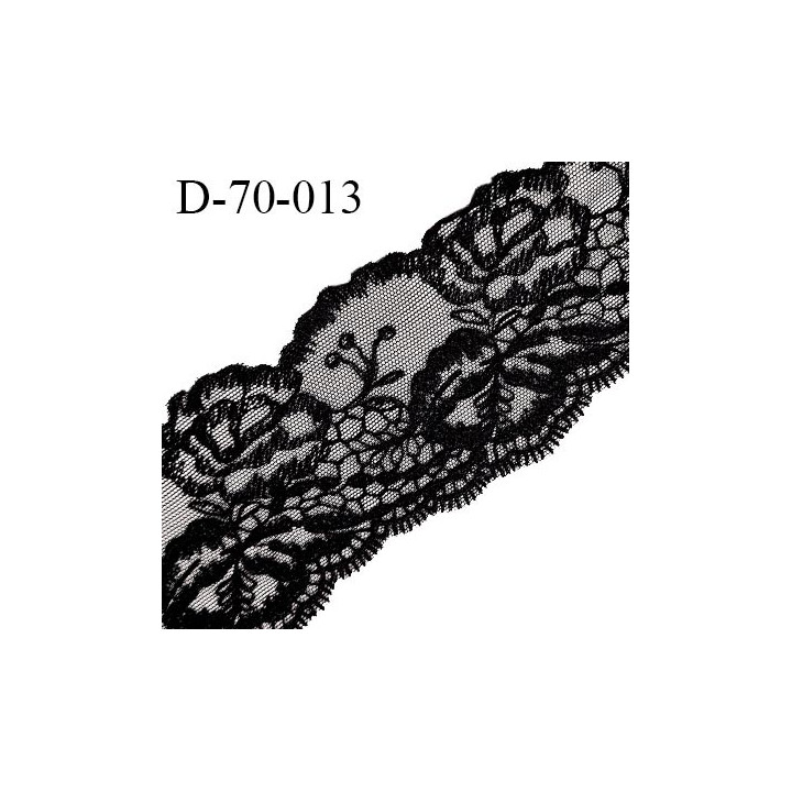 Tissu dentelle brodée 7 cm extensible haut de gamme couleur noir largeur 7 cm prix pour 1 mètre de longueur