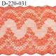 Dentelle 21 cm lycra brodée extensible haut de gamme largeur 21 cm couleur orange corail prix pour 1 mètre