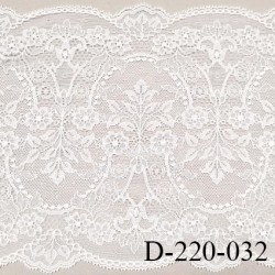 Dentelle 21 cm lycra brodée extensible haut de gamme largeur 21 cm couleur blanc prix pour 1 mètre