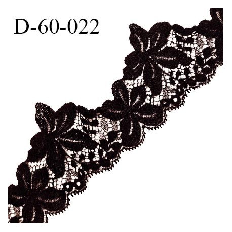 Dentelle 60 mm extensible couleur noir motif fleurs largeur 60 mm prix au mètre