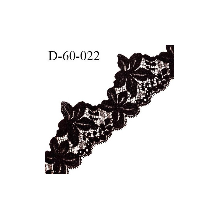 Dentelle 60 mm extensible couleur noir motif fleurs largeur 60 mm prix au mètre