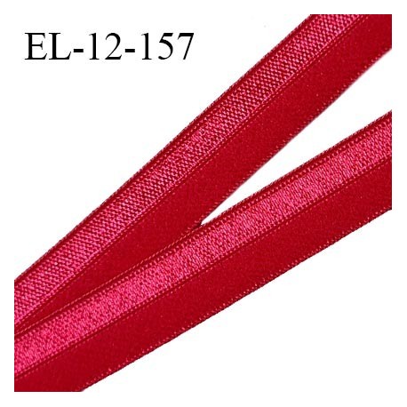 Elastique lingerie 15 mm pré plié couleur rouge framboise brillant haut de gamme prix au mètre