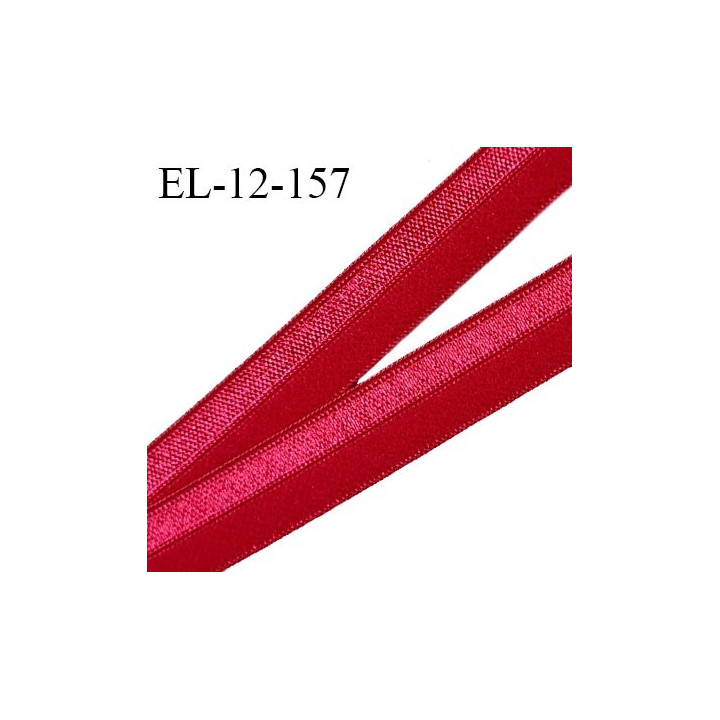 Elastique lingerie 15 mm pré plié couleur rouge framboise brillant haut de gamme prix au mètre