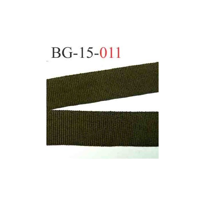 biais galon ruban gros grain couleur vert kaki double face largeur 15 mm vendu au mètre