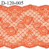 Dentelle 120 mm lycra extensible haut de gamme couleur orange corail largeur 120 mm prix au mètre