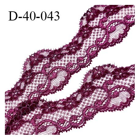 Dentelle 40 mm lycra extensible couleur violet largeur 40 mm prix au mètre