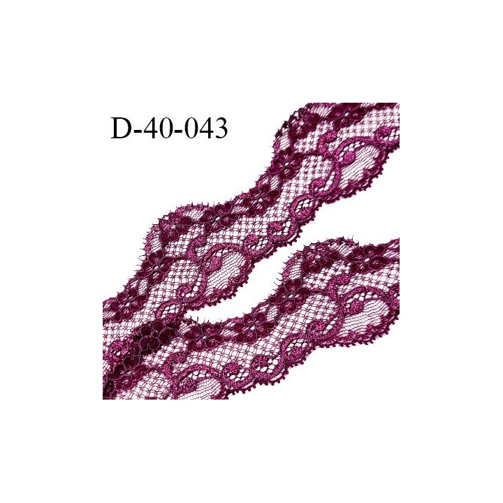 Dentelle 40 mm lycra extensible couleur violet largeur 40 mm prix au mètre