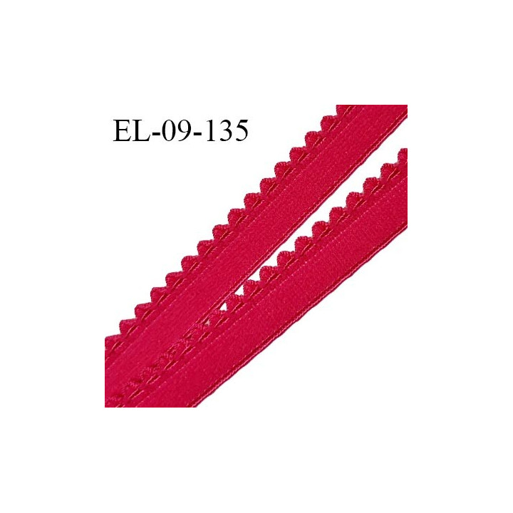 Elastique picot 9 mm lingerie couleur framboise largeur 9 mm + 4 mm de picots haut de gamme allongement +150 % prix au mètre